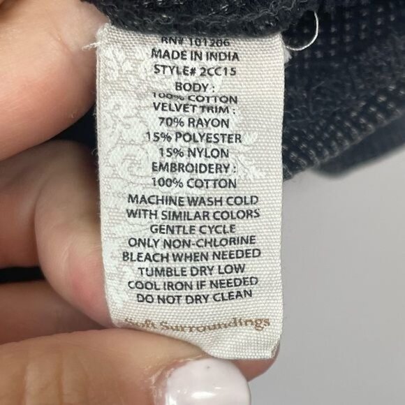 Soft Surroundings Cobi Thermal Velvet Trim Shirt Black Lightweight Size Medium - Picture 7 of 8